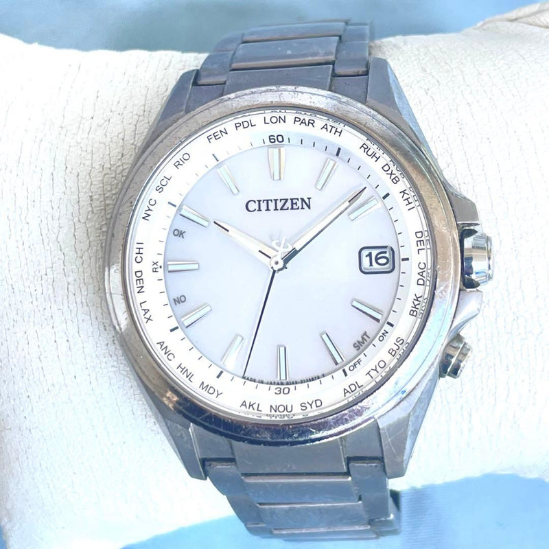 Citizen Attesa H149 Direct Flight Mens Titanium Watch White Dial Solar Powered