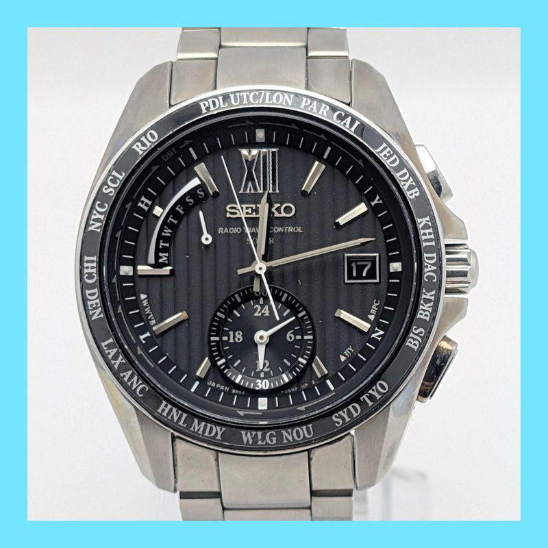 Seiko Brightz Radio Solar Wristwatch World Time Japanese Mens Quartz Watch