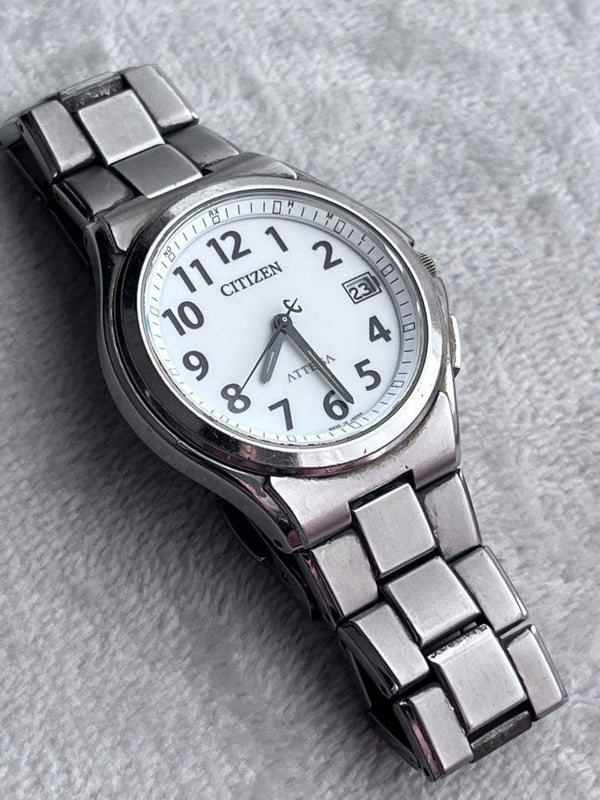 Working Citizen Attesa H110-t011331 White Dial Japanese Mens Wristwatch Vintage