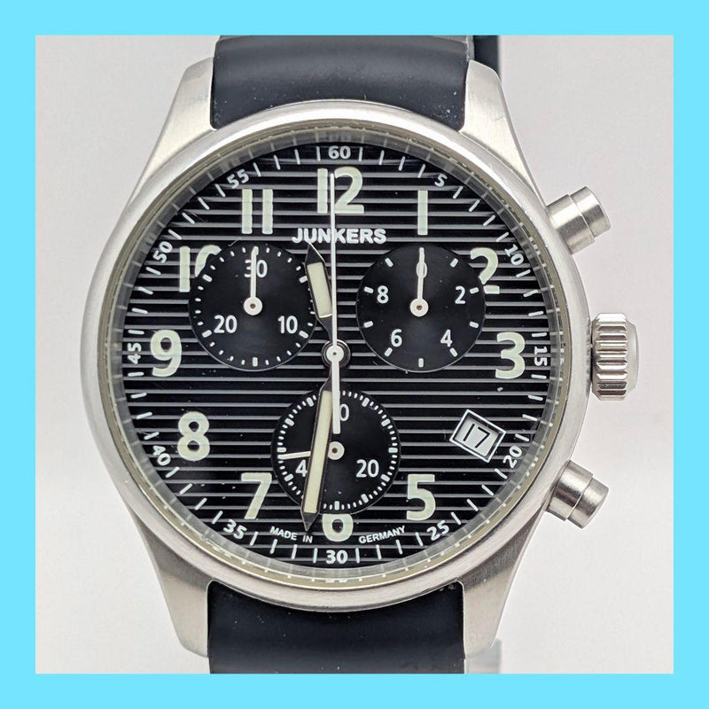 Junkers Chronograph Mens Wristwatch German Quartz Stainless Steel Vintage