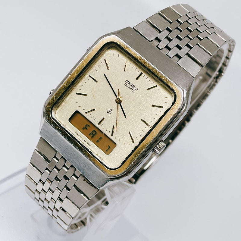Seiko Silverwave H449-5050 Analog Digital Mens Watch Japanese Vintage Quartz
