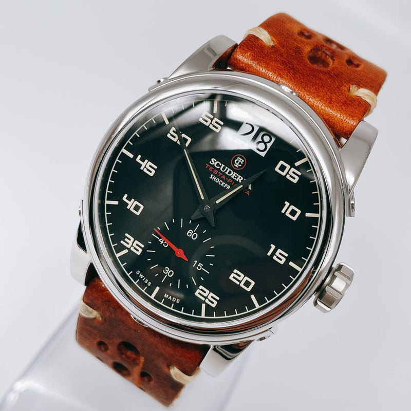 Ct Scuderia Mens Wristwatch Vintage Retro Date Small Seconds Japanese Quartz