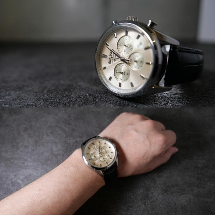 Seiko Panda Chronograph Overseas Model Mens Wristwatch Stainless Steel Vintage