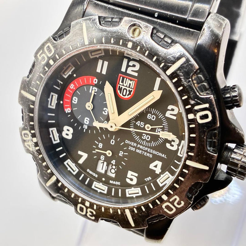 8360 Chronograph Black Diver Watch Swiss Quartz Mens Wristwatch