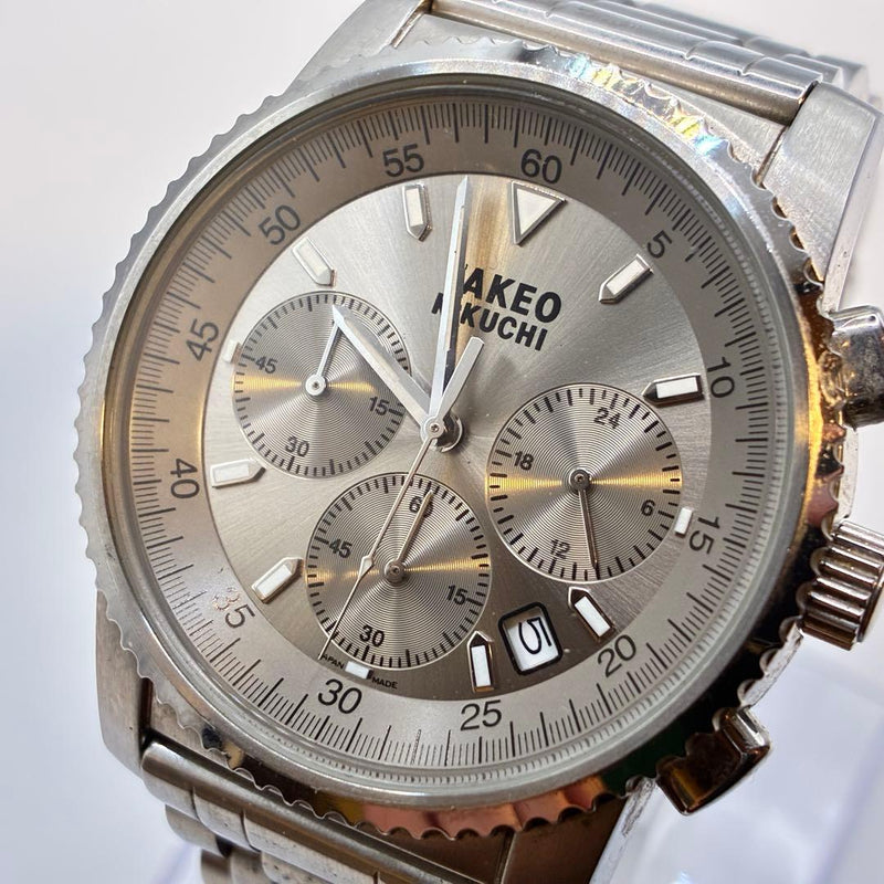 Working  Chronograph Date Mens Wristwatch Silver Japanese Quartz