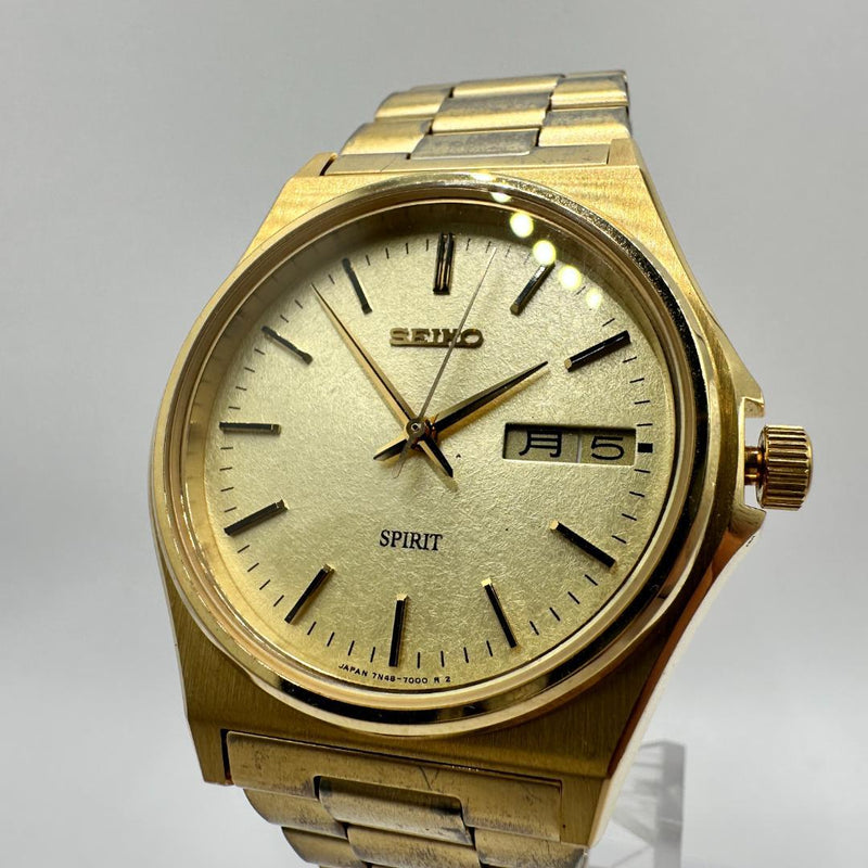 Spirit Quartz Mens Wristwatch 7n48-7000 Japanese Vintage Stainless Steel