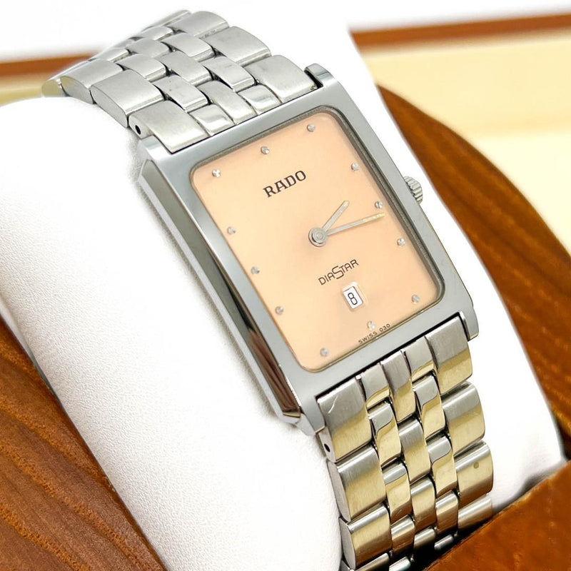 Rado Diastar Square Date Wristwatch Vintage Mens Japanese Stainless