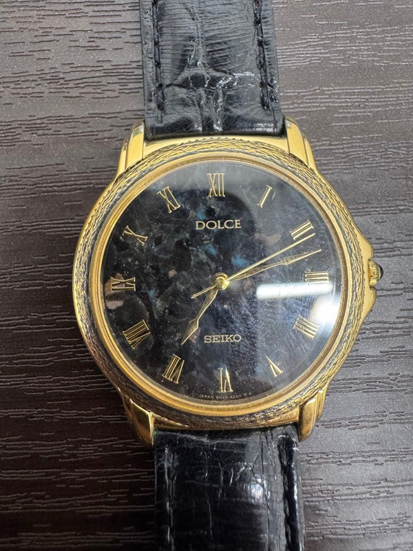 Seiko Dolce 8n41-6180 Mens Wristwatch Mikageishi Granite Dial Japanese Vintage
