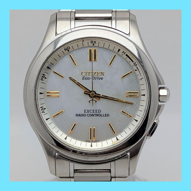 Citizen Exceed Eco-drive Solar Radio Wave Mens Wristwatch Japanese Vintage