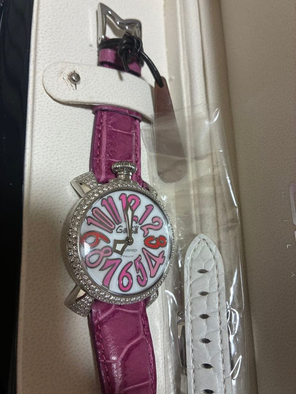 5020.1d6 Genuine Diamond Pink Leather Ladies Wristwatch Japanese