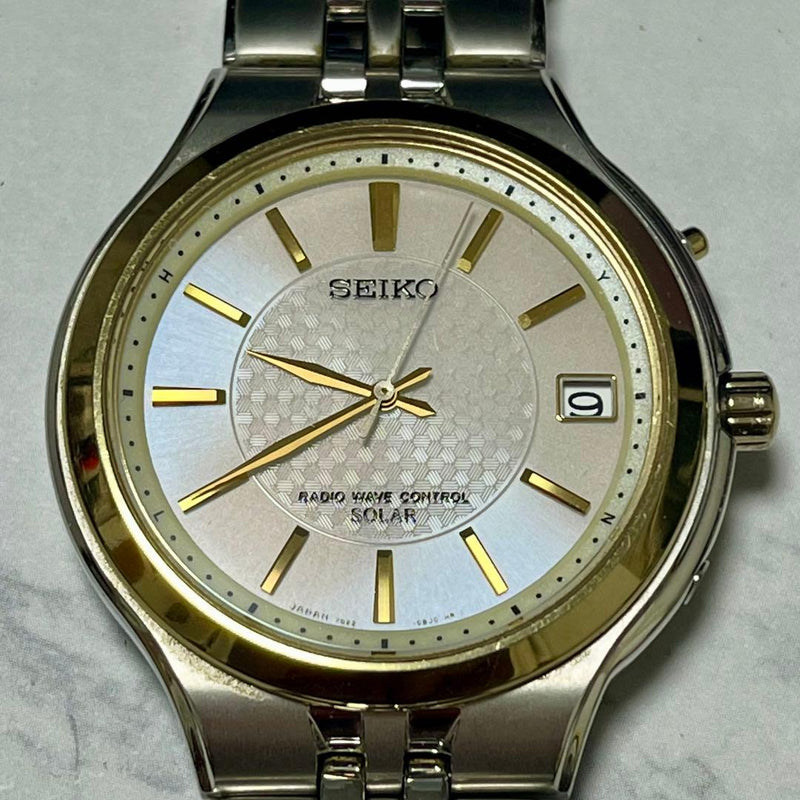 Seiko Radio Wave Control Solar Wristwatch 7b22-0as0 Japanese Mens Stainless