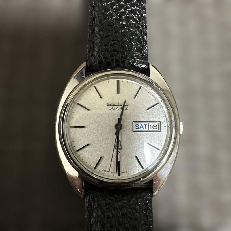 Seiko 48 Quartz Wristwatch 4803 Vintage Japanese Mens Silver Dial Stainless