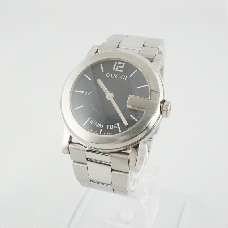 Gucci 101m Black Quartz Mens Wristwatch Japanese Vintage Stainless Steel Luxury