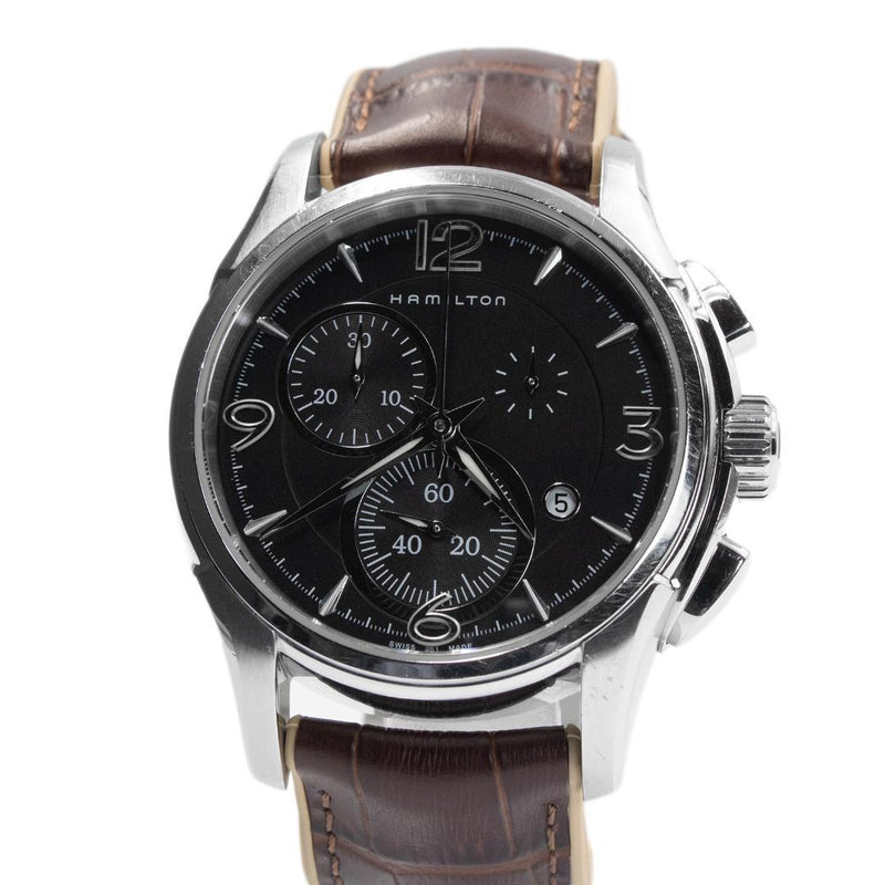 Hamilton Jazzmaster Chronograph Mens Wristwatch Black Brown Dial Japanese