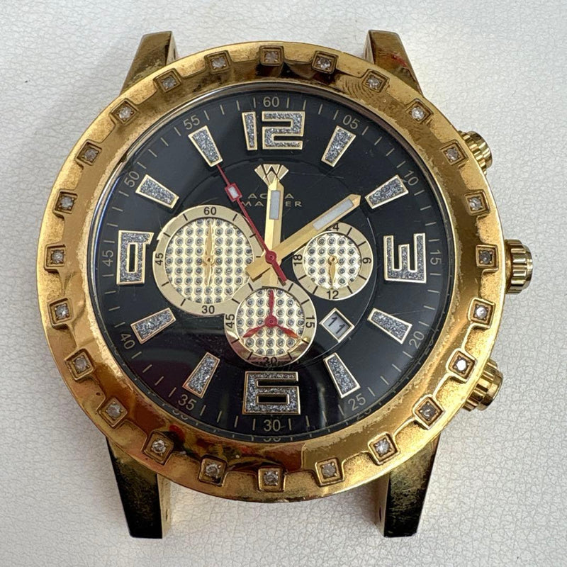 Aqua Master Diamond Bezel Mens Watch Face Japanese Quartz Movement Vintage