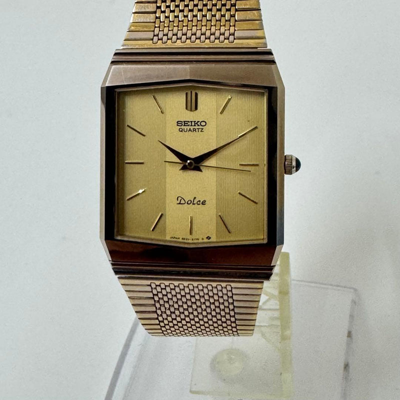 Seiko Dolce 9521-5170 Mens Quartz Wristwatch Japanese Vintage Gold Tone Dress