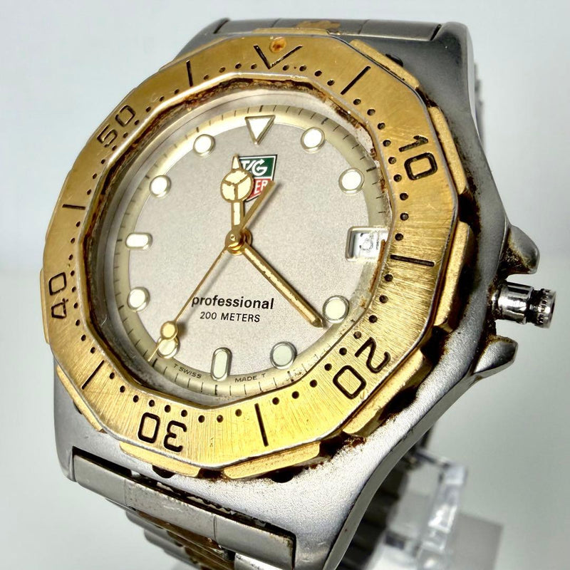 Tag Heuer 934.206 Quartz Mens Wristwatch Date Two-tone Stainless Steel Vintage