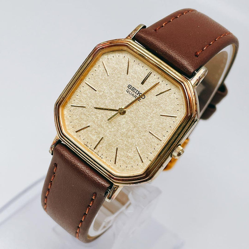 Seiko Vintage Mens Wristwatch Octagon Square Quartz Japanese Stainless Steel