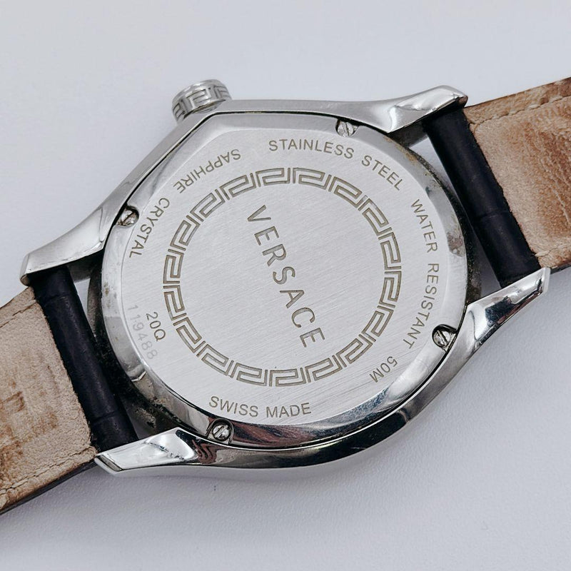 Versace V-master Q20 Mens Wristwatch Japanese Quartz Stainless Steel Vintage