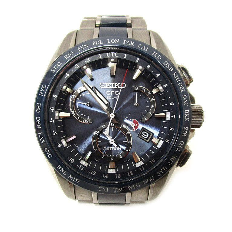 Seiko Astron Gps Solar Wristwatch Japanese Mens Watch Titanium Black Modern