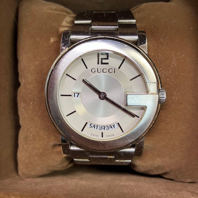 Gucci 101m Mens Wristwatch Silver Stainless Steel Japanese Vintage Collector