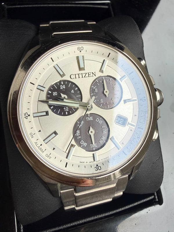 Citizen Attesa Titanium Mens Wristwatch Japanese Vintage Eco-drive Solar