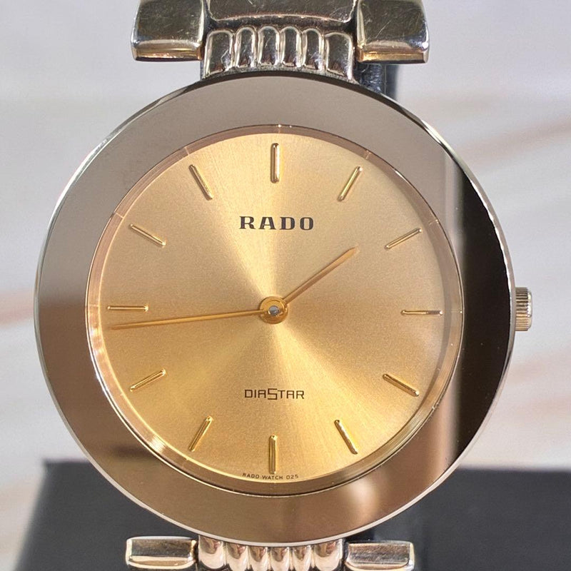 Rado Diastar Gold Watch Mens Japanese Vintage Wristwatch Stainless