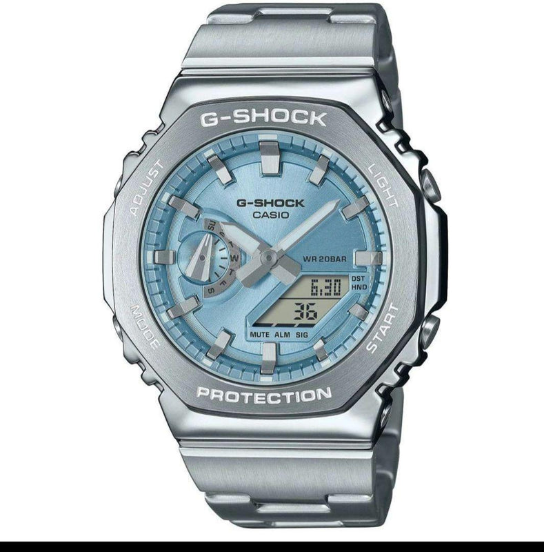 G-shock Gm-2110d-2ajf Metal Ice Blue Mens Wristwatch Japanese Quartz Vintage