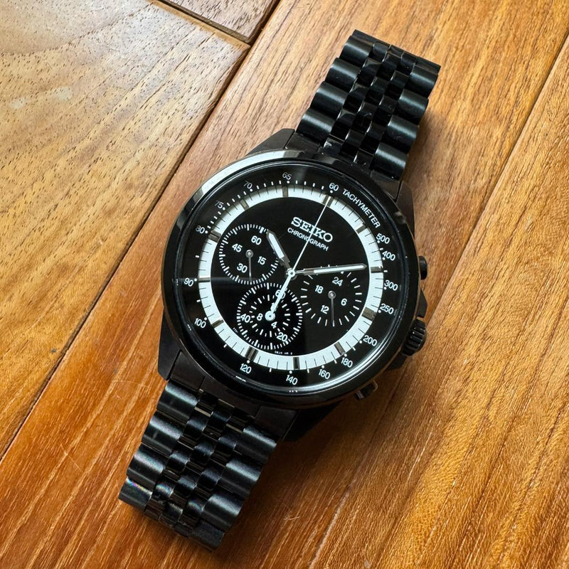 Seiko Speedmaster Chronograph 7t11-0bh0 Mens Wristwatch Japanese Vintage Quartz