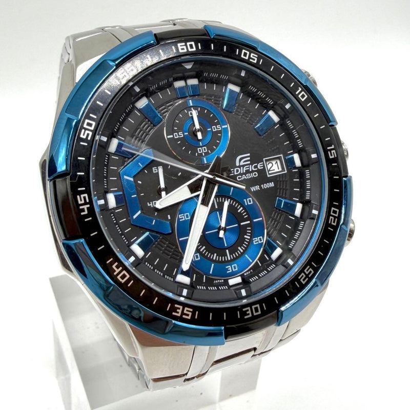 Casio Edifice Efr-539 Chronograph Blue Dial Mens Wristwatch Stainless Steel