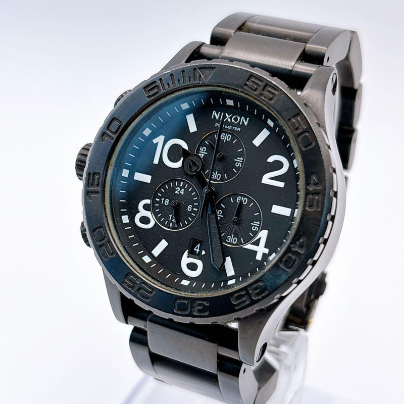 Nixon 51-30 Chronograph All Black Japanese Vintage Mens Wristwatch Stainless