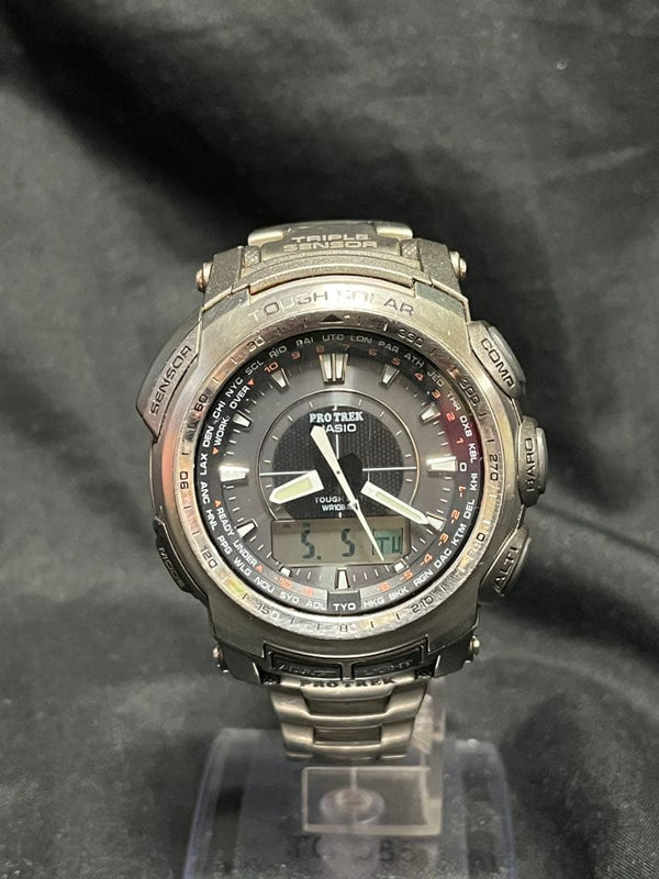 Casio Pro Trek Solar Wristwatch Vintage Mens Japanese Outdoor Digital Altimeter