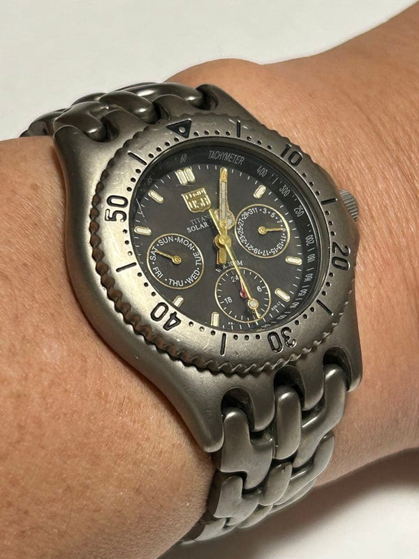 Titanium Solar Wristwatch Japanese Vintage Titanium Quartz Mens Working