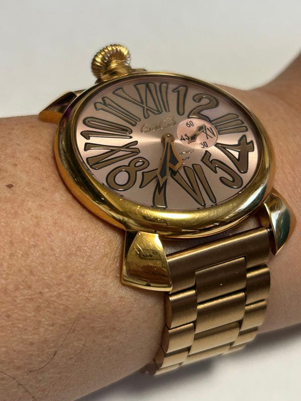 Gaga Milano Manuale 46mm Quartz Mens Wristwatch Metal Band Japanese Vintage
