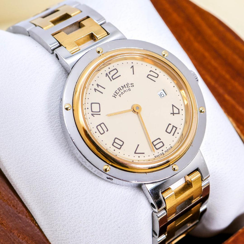 Working  Clipper Watch Boys Ivory Date Japanese Vintage Quartz Wristwatch
