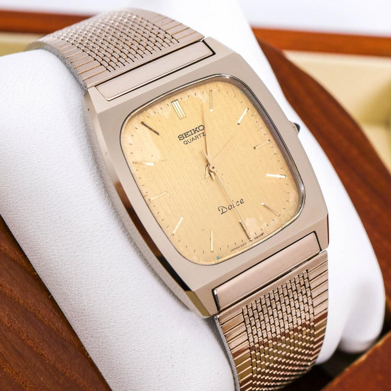 Working Seiko Dolce Gold Mens Wristwatch Nsag Original Band Japanese Vintage