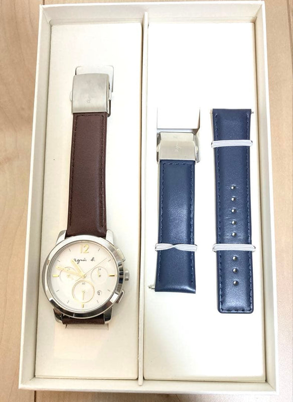 Agnes B. Sam Fcrt711 Quartz Wristwatch Japanese Vintage Mens Watch New Battery