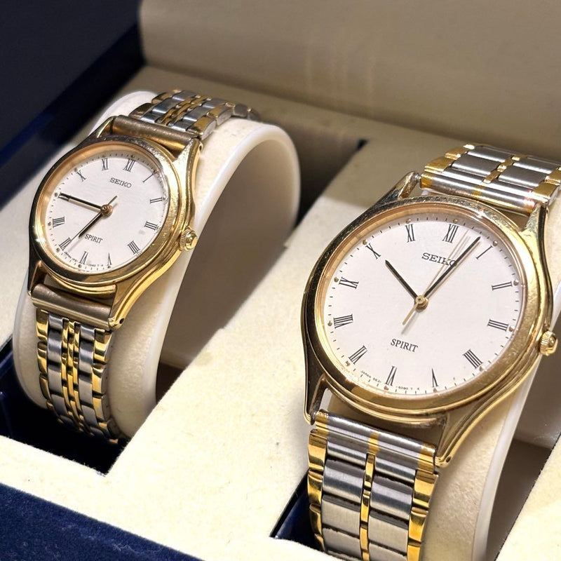 Working Seiko Spirit Pair Watch 5e21-6d70 Japanese Vintage Quartz Wristwatch