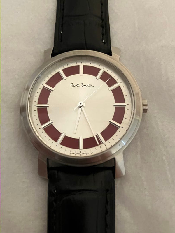 Red Circle Mens Quartz Wristwatch Japanese Vintage Stainless Steel