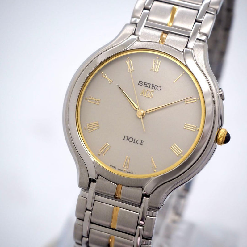 Seiko Dolce Ags 4m21-0b20 Mens Wristwatch Japanese Vintage Kinetic Watch
