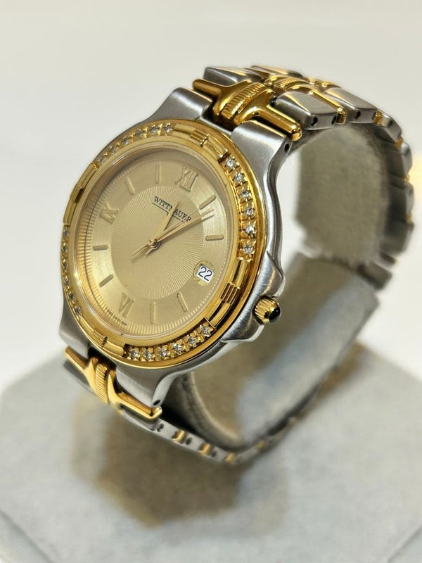 Wittnauer Ht8068 Diamond Bezel Mens Quartz Wristwatch Japanese Vintage