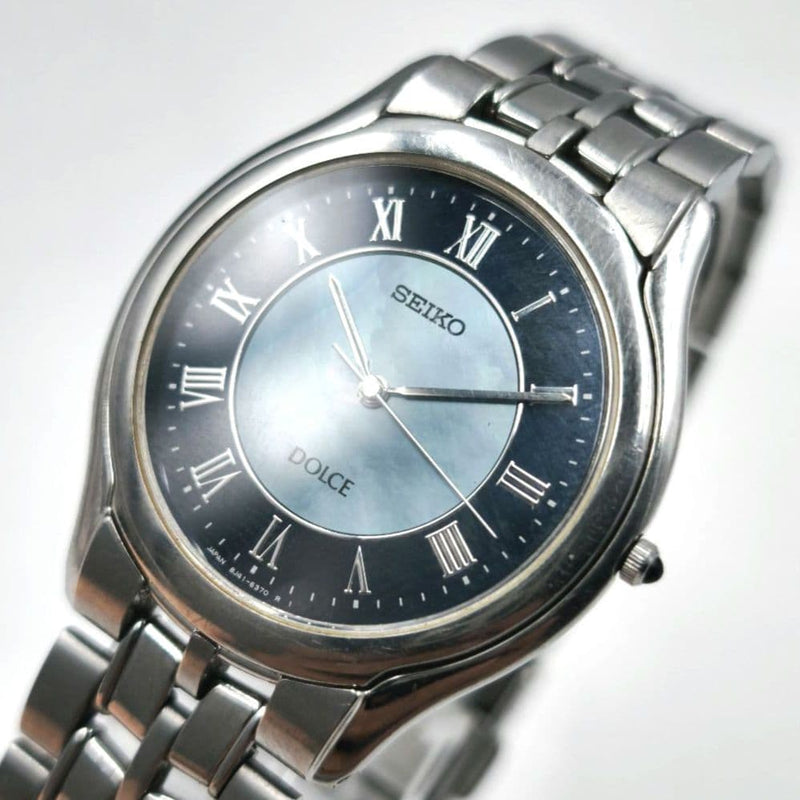 Seiko Dolce 8j41-6038 Quartz Mens Wristwatch Roman Dial Japanese Vintage Dress