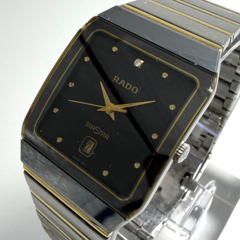 Rado Diastar Mens Wristwatch Ceramic 2p Diamond Date Japanese Vintage