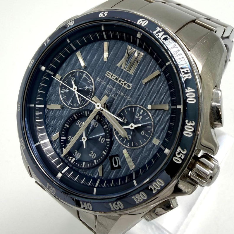 Working Seiko Brightz Saga153 8b82-0al0 Japanese Mens Wristwatch Solar Titanium