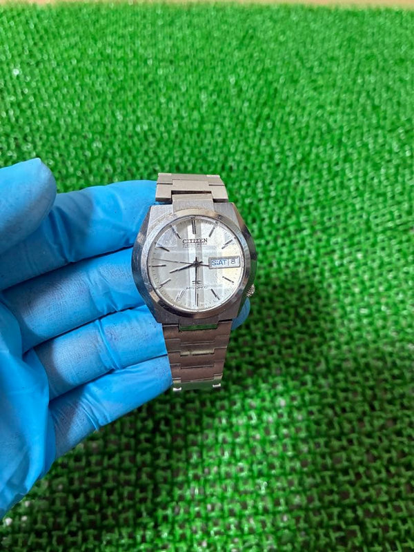 Citizen Hi-sonic Tuning Fork Watch Cut Glass Mens Vintage Japanese Wristwatch