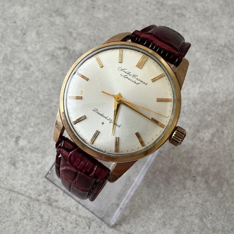 K18 Chronos Special Manual Winding Mens Wristwatch Japanese Vintage