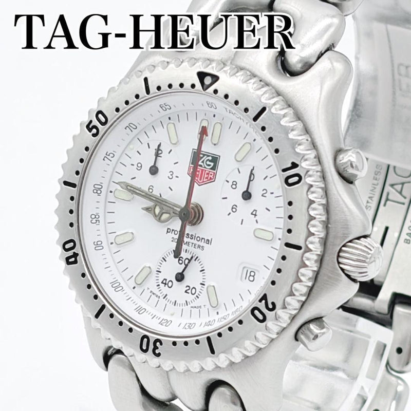 Tag Heuer Sel Series Chronograph White Dial Mens Wristwatch Japanese Vintage