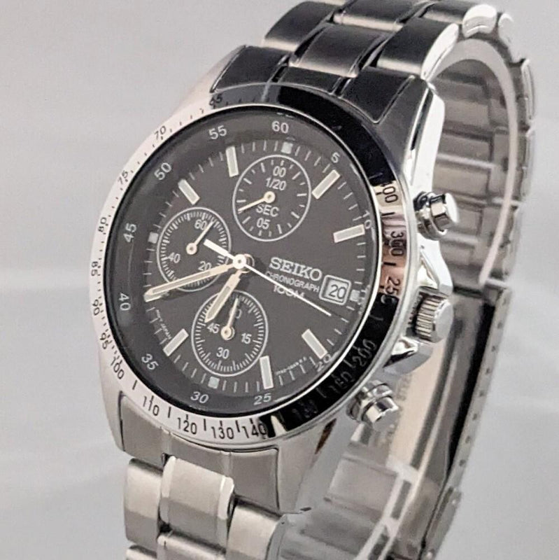 Working Seiko Chronograph Mens Wristwatch Stainless Steel 7t92-0dw0 Japanese