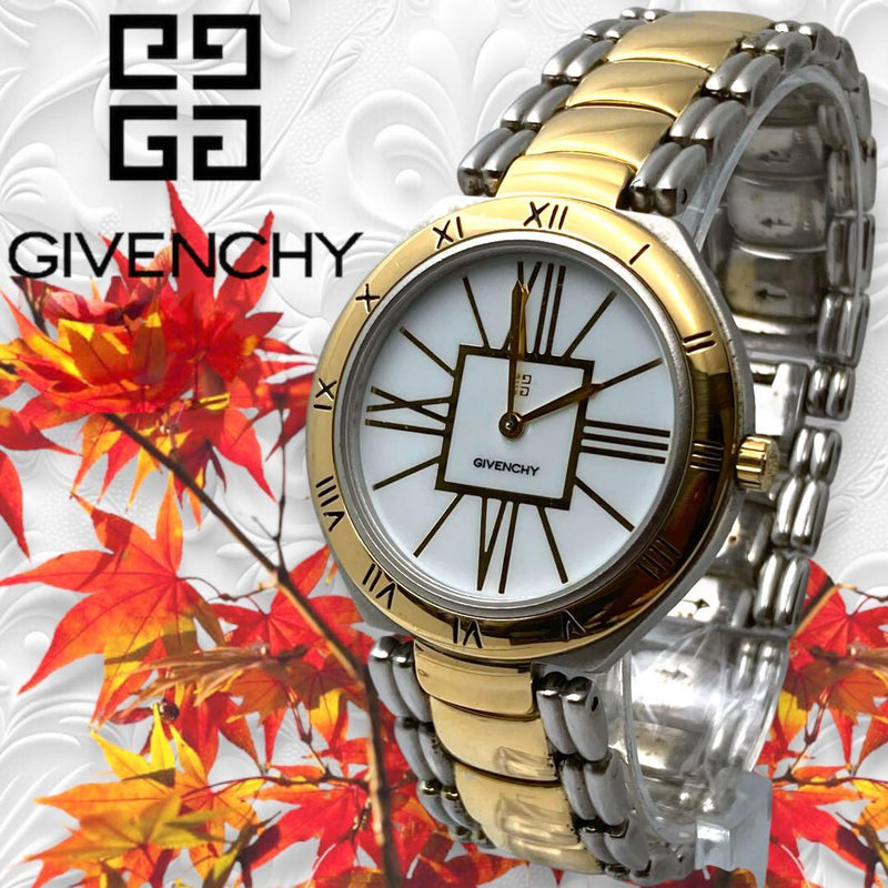 Givenchy Gold Combination Round Ladies Wristwatch Japanese Vintage Quartz