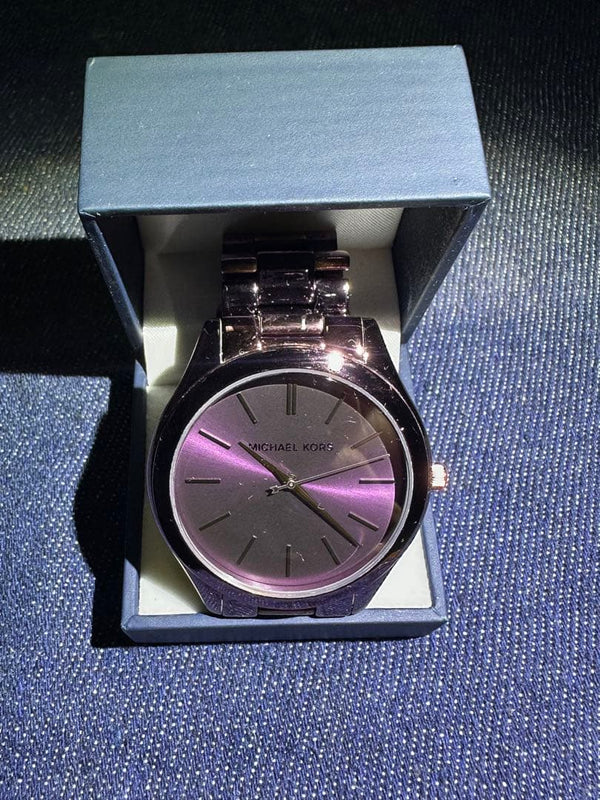 Michael Kors Purple Dial Mens Wristwatch Japanese Vintage Quartz Stainless